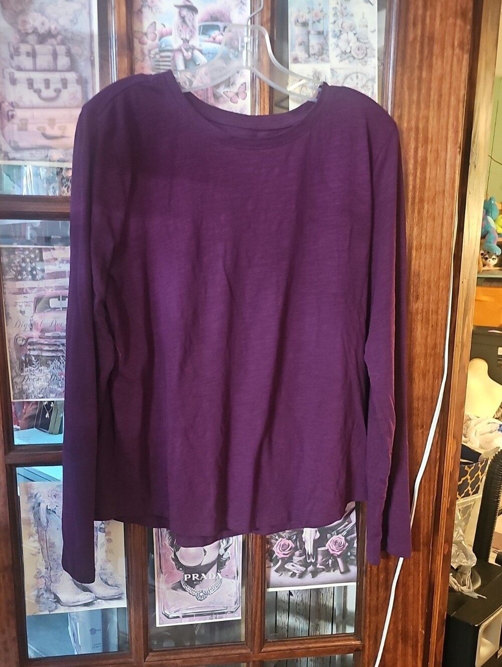 Sonoma Long-Sleeve Crewneck Top in Plum